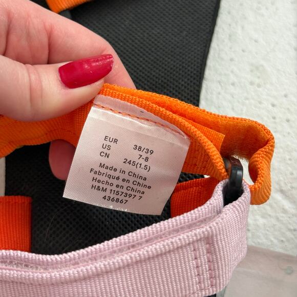 H&M Velcro Hook & Loop Orange Sandals, Size 7-8 - Picture 3 of 4